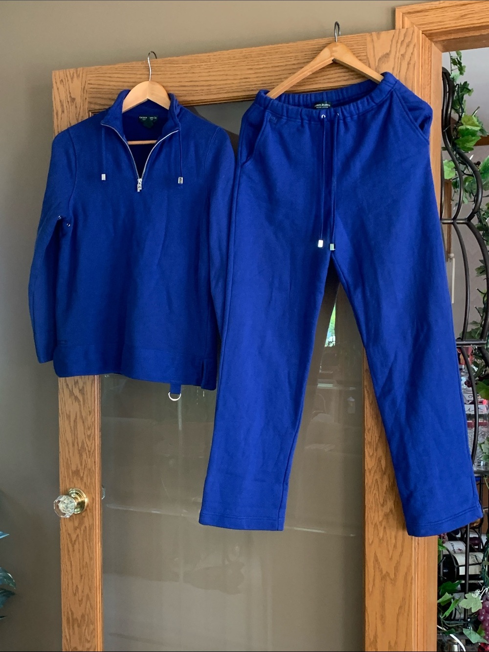 Vintage Ralph Lauren Royal Blue Track Sweatpants & Quarter-Zip Pullover Set